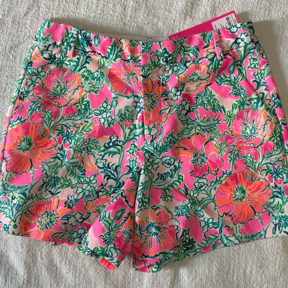 NWT Lilly Pulitzer Pink Perfect Poppy Floral Shorts, Women’s Size 6